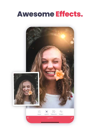 Anylight photo effects editor applying light, filters and visual enhancements to portraits