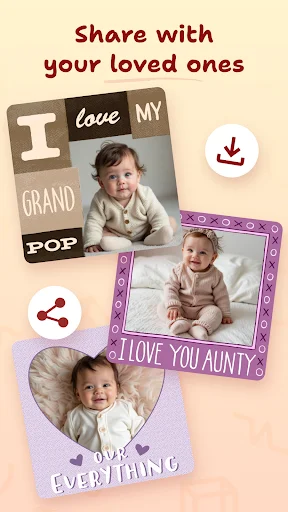 Share baby photos with loved ones feature displaying I love my grandpop and I love you aunty themed frames