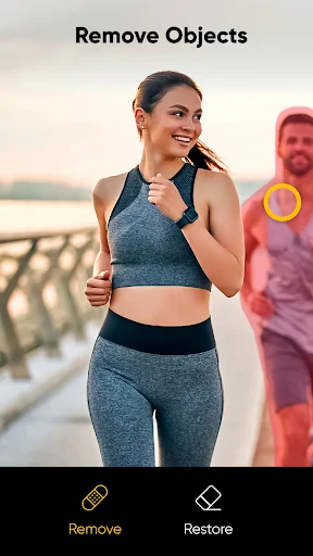 Remove Objects tool demo with Remove and Restore buttons for unwanted object elimination