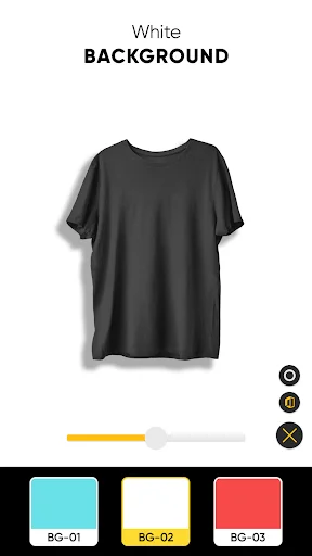 White Background option displaying black t-shirt on clean white photo backdrop