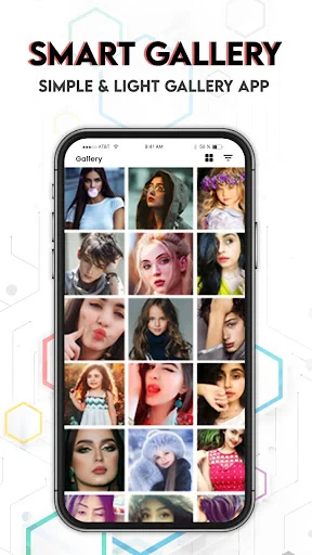 Smart gallery photo viewer displaying portrait thumbnails in organized grid for easy photo access