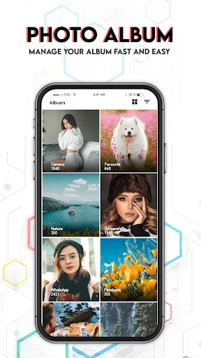 Photo album manager in Cloud Gallery showing organized picture folders with thumbnail previews