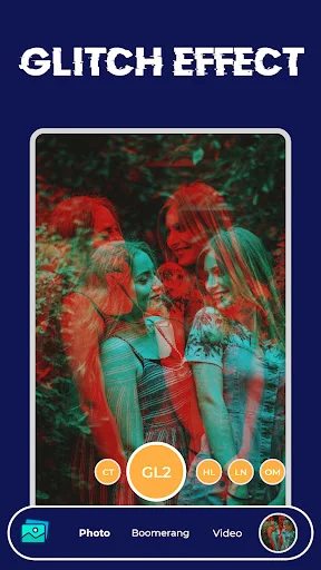 Glitch effect GL2 filter creating red and cyan chromatic aberration on portrait photo