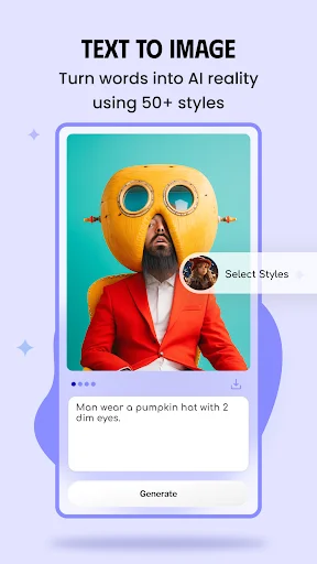 Text to Image AI generator transforming text prompts into creative images using 50+ AI art generation styles