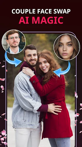 Couple face swap AI magic tool for two-person face exchange, transform relationship photos professionally