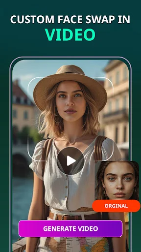 Custom face swap video generator with original photo preview, create professional videos with AI face swapping