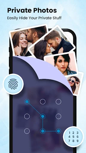 Private photos security feature with pattern lock and fingerprint authentication to hide images