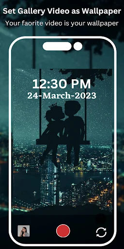 Romantic couple silhouette wallpaper with city skyline for mobile lockscreen video background customization