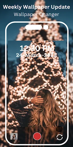 Christmas lights video wallpaper on mobile lockscreen with weekly update feature for personalization