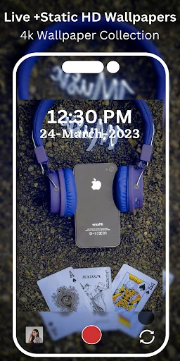 Headphones and phone flat lay 4K wallpaper for lockscreen showing live and static HD options