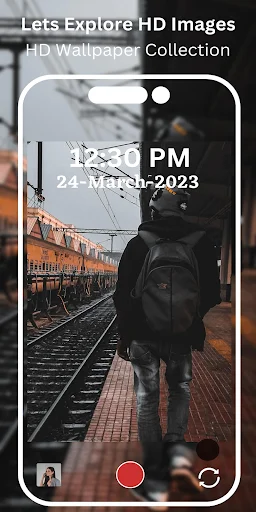 Train station traveler HD wallpaper on mobile lockscreen demonstrating explore images collection feature