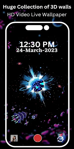 3D space galaxy explosion live wallpaper on phone lockscreen showing video wallpaper personalization