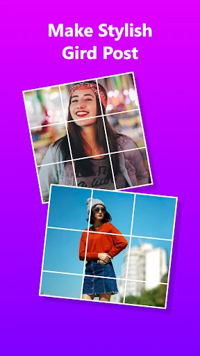 Make Stylish Grid Post - 3x3 photo grid examples showing portrait split into stylish grid layouts for Instagram posts