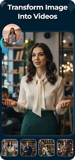 Transform image to video feature converting portrait photos into videos with multiple transformation templates