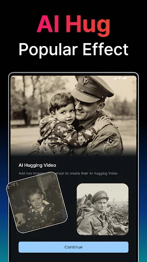 Desktop preview of AI Hugging popular effect showing emotional transformation capabilities