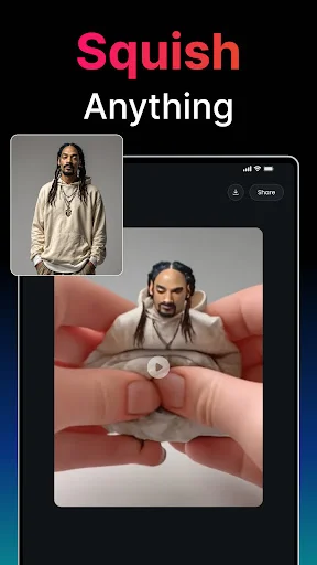 Desktop squish effect demo showing morphing transformation applied to people in video preview