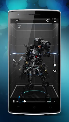 Video player in full view displaying playback controls and timeline slider for video editing