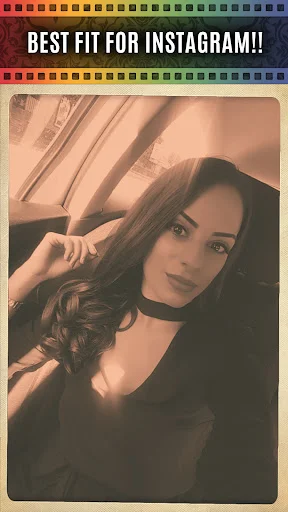 Woman portrait with sepia vintage filter and Instagram frame effect